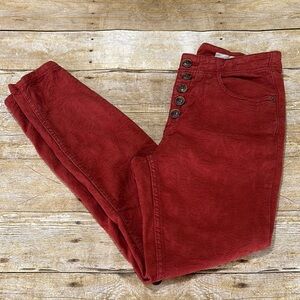 Pilcro and the Letterpress Anthropologie Red High Rise Jeans, Floral Patterns